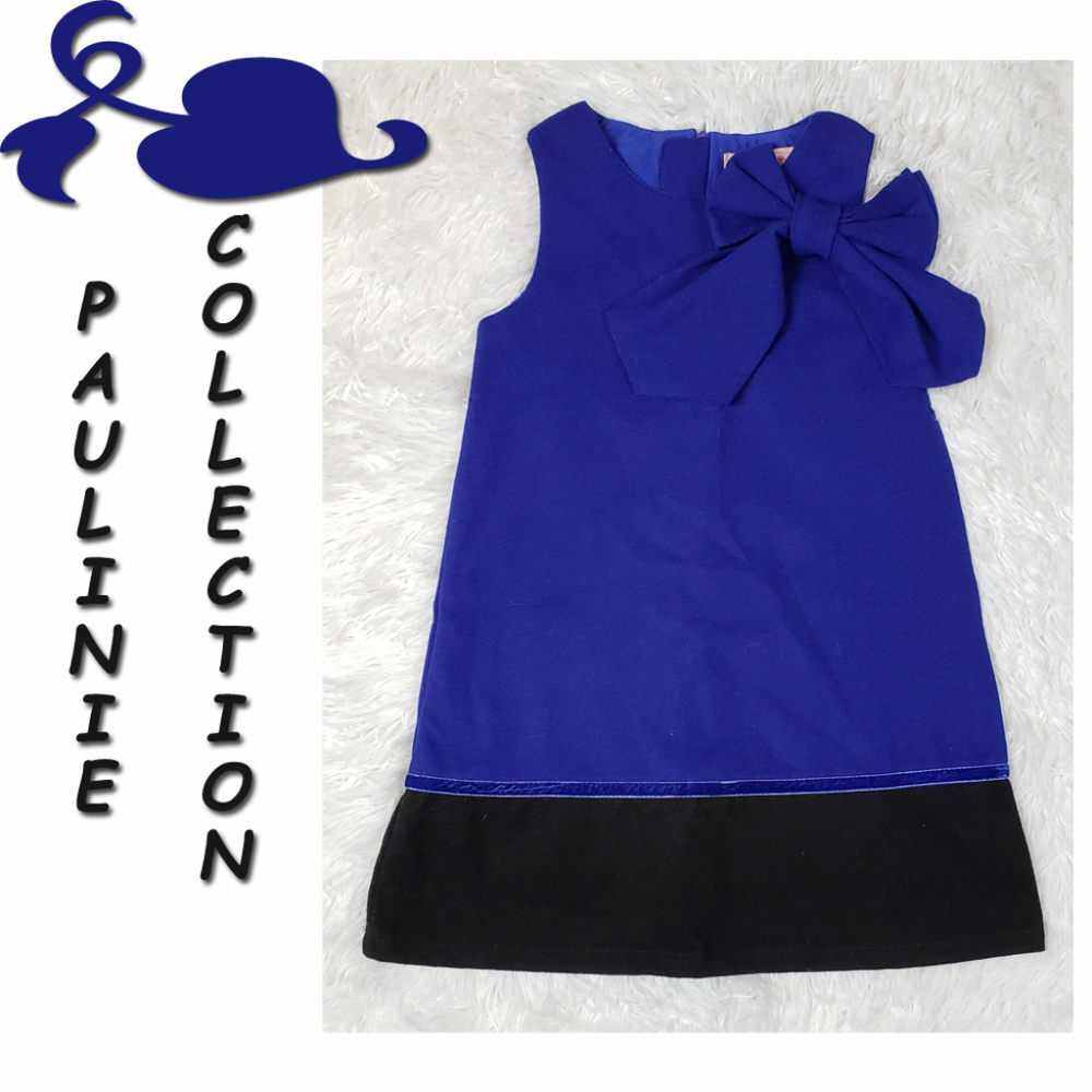 Paulinie Collection Blue & Black Sleeveless Dress Size 4
